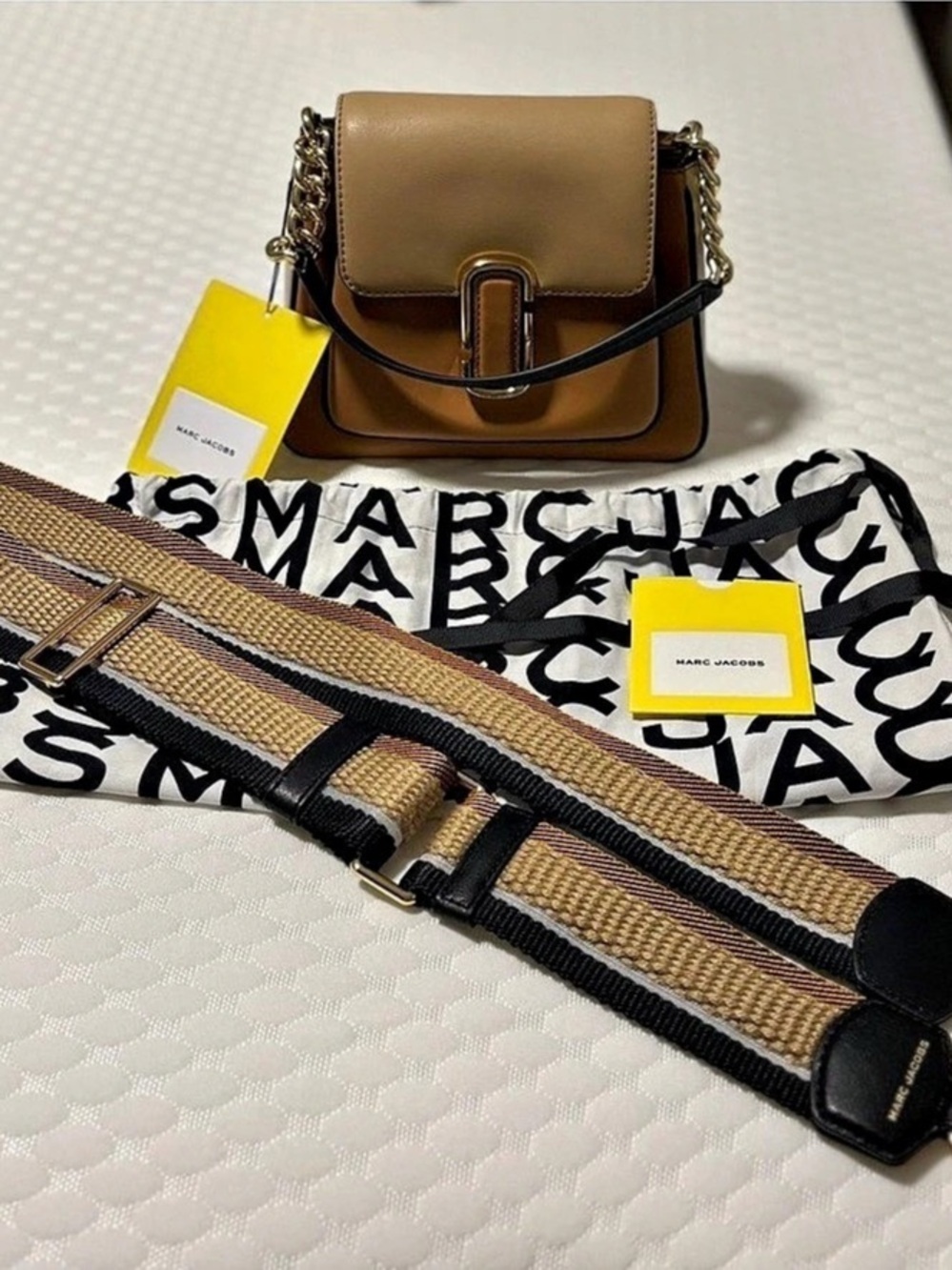 Marc Jacobs The J Marc Shoulder Bag Shoulder Bag in Brown & White NWT
